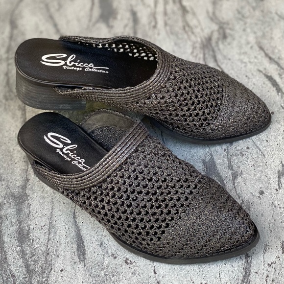 Woven Pointed Toe Slip On Heeled Mule Bootie - Picture 6 of 7